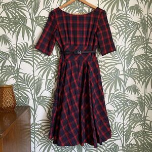 The Pretty Dress Company Vintage Style Hepburn Plaid Swing Circle Dress Size 10